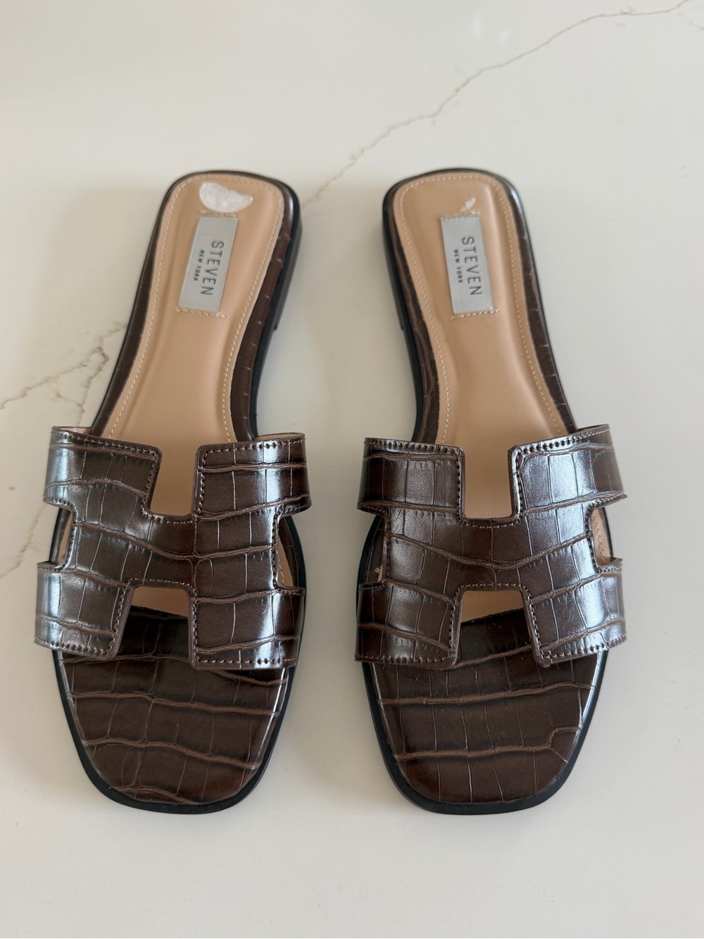 Steve Madden Steven New York "Hutchy" Croc Embossed Sandal